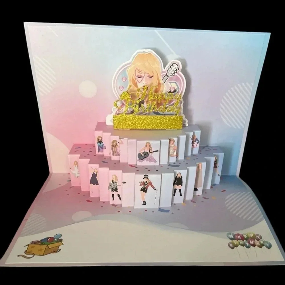 Taylor Swift Happy Birthday Card Swiftie Gift Eras Tour Pop Up 2 Card Set